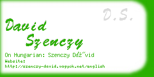 david szenczy business card